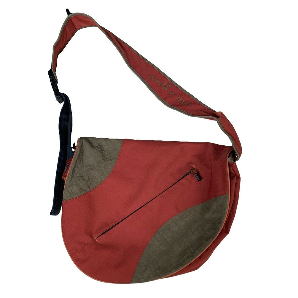 LIFE Is GOOD Smile Sling Messenger Shoulder Bag Laptop Crossbody Rustic Orange